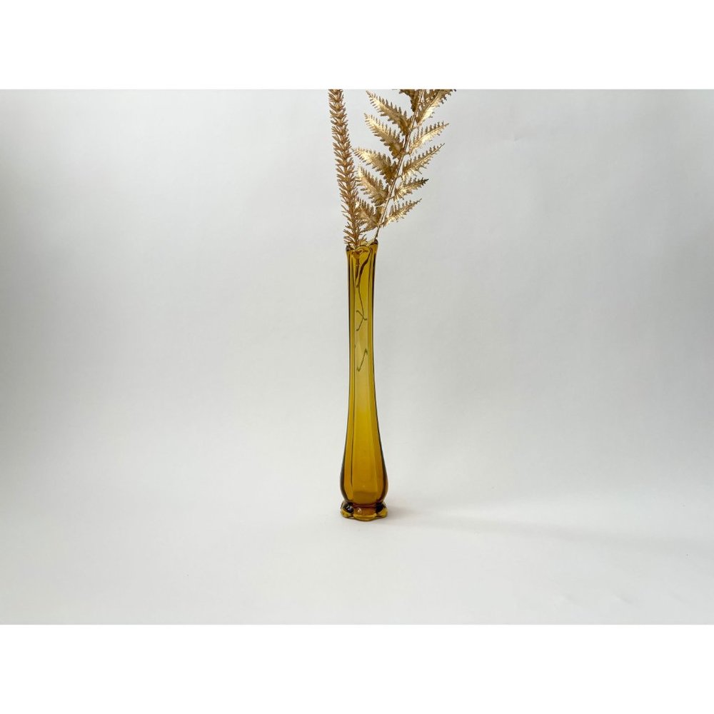 LE Smith MCM Vintage Amber Glass Swung vase - Picture 10 of 10
